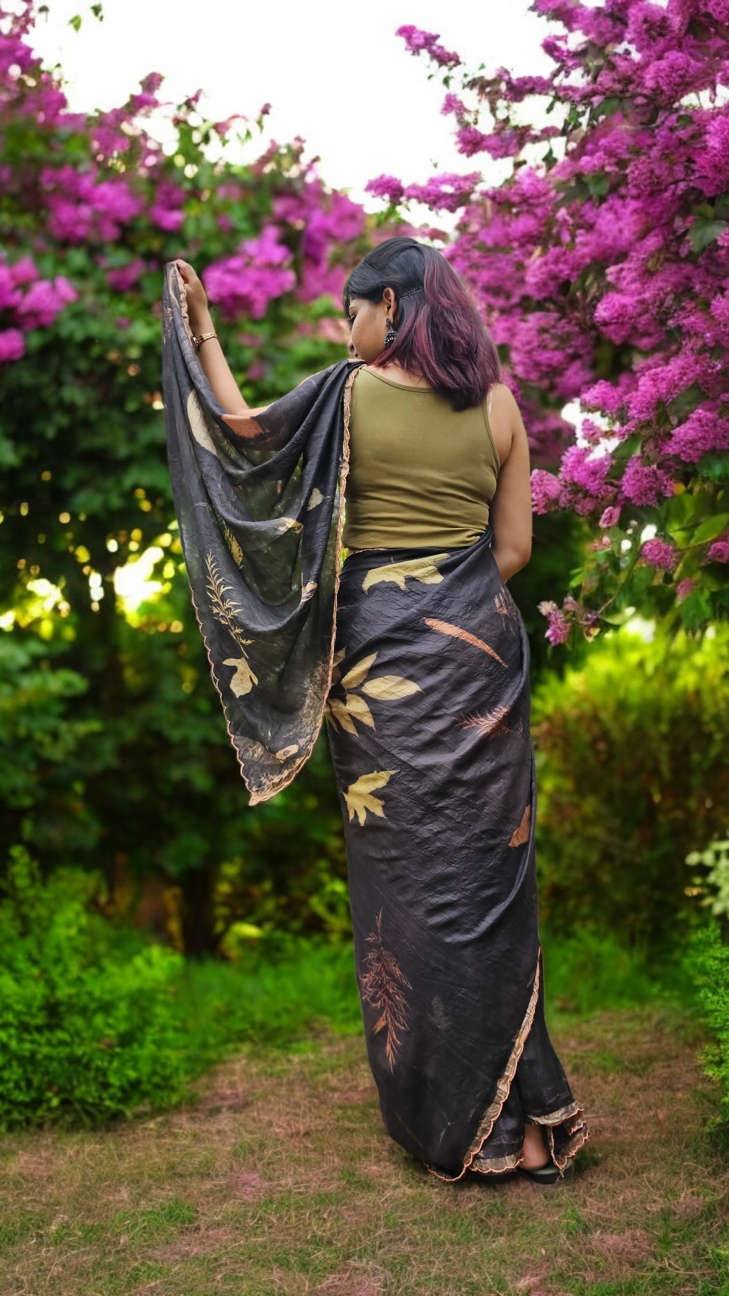 Wild bloom - Eco-printed & naturally dyed pure kota silk saree