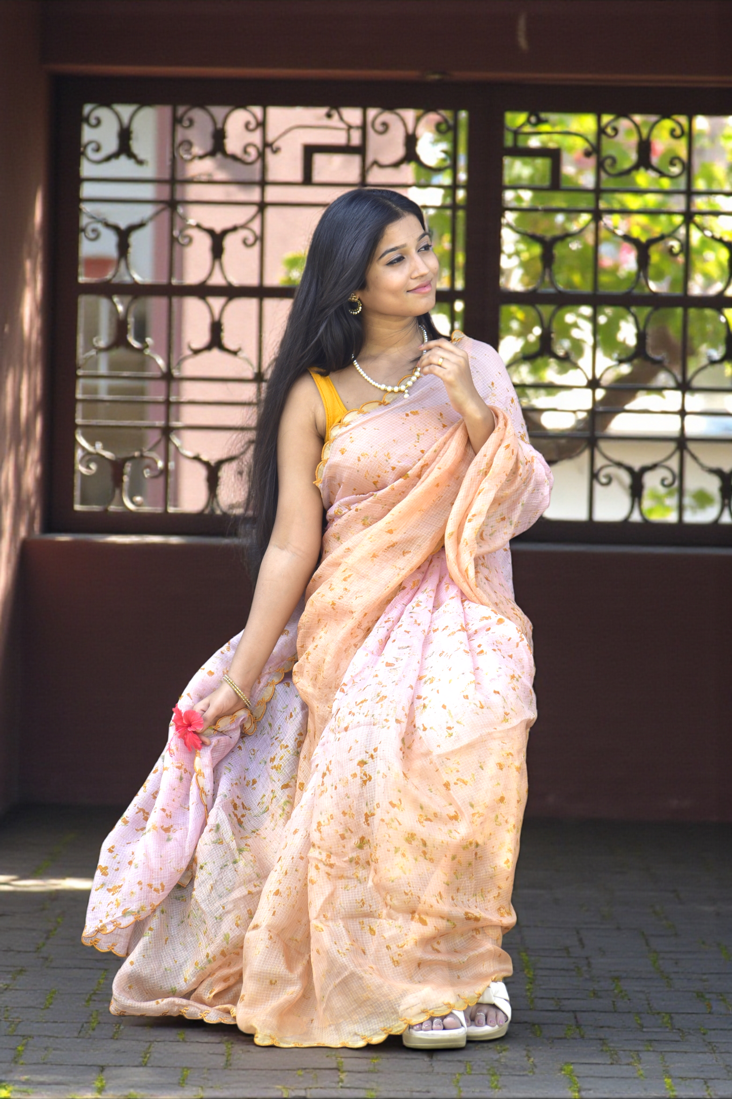 Petals In Ombre Ecoprinted & naturally dyed pure kota silk saree