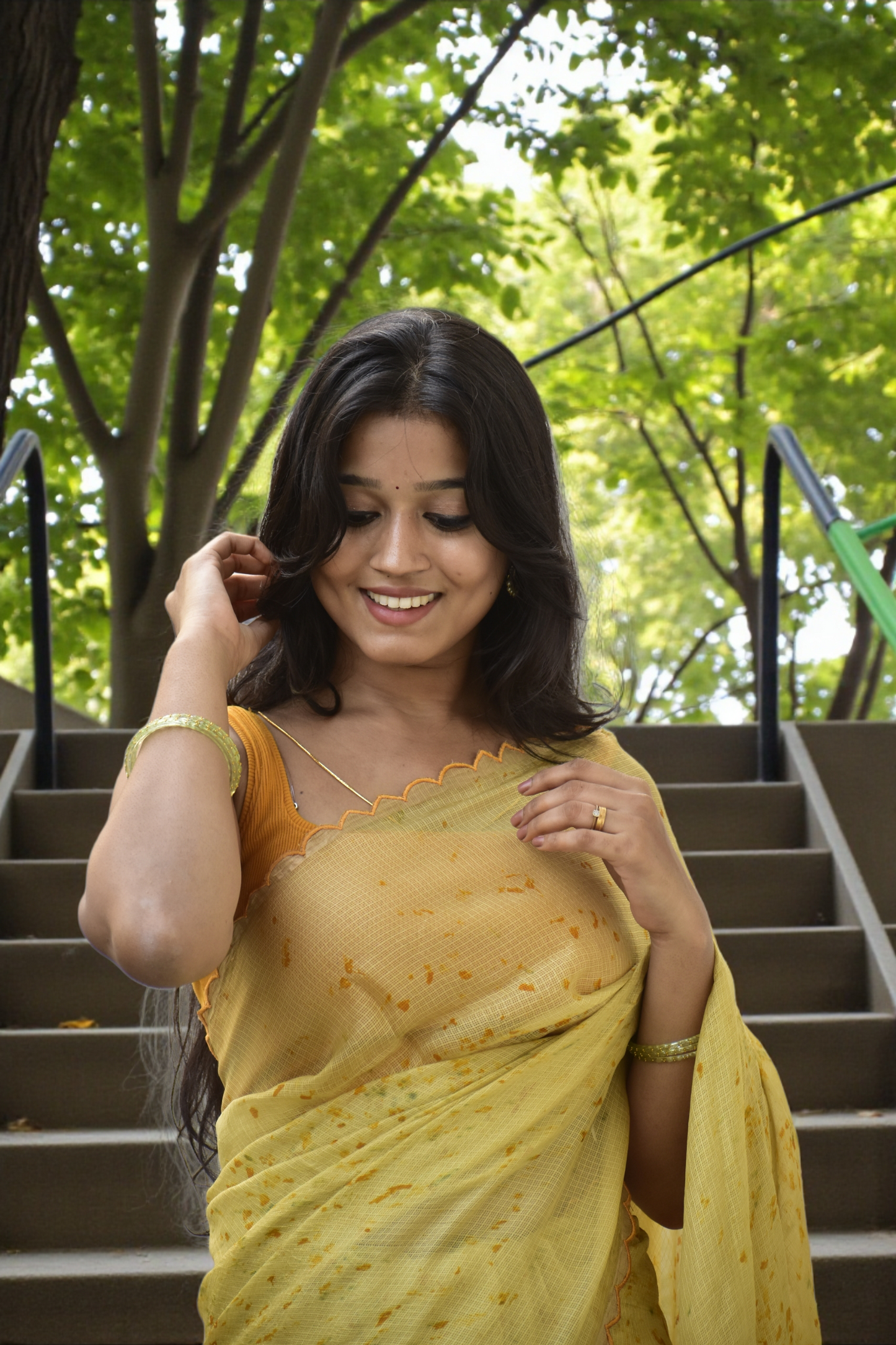 Ilavenil - Eco-printed & naturally dyed pure kota silk saree