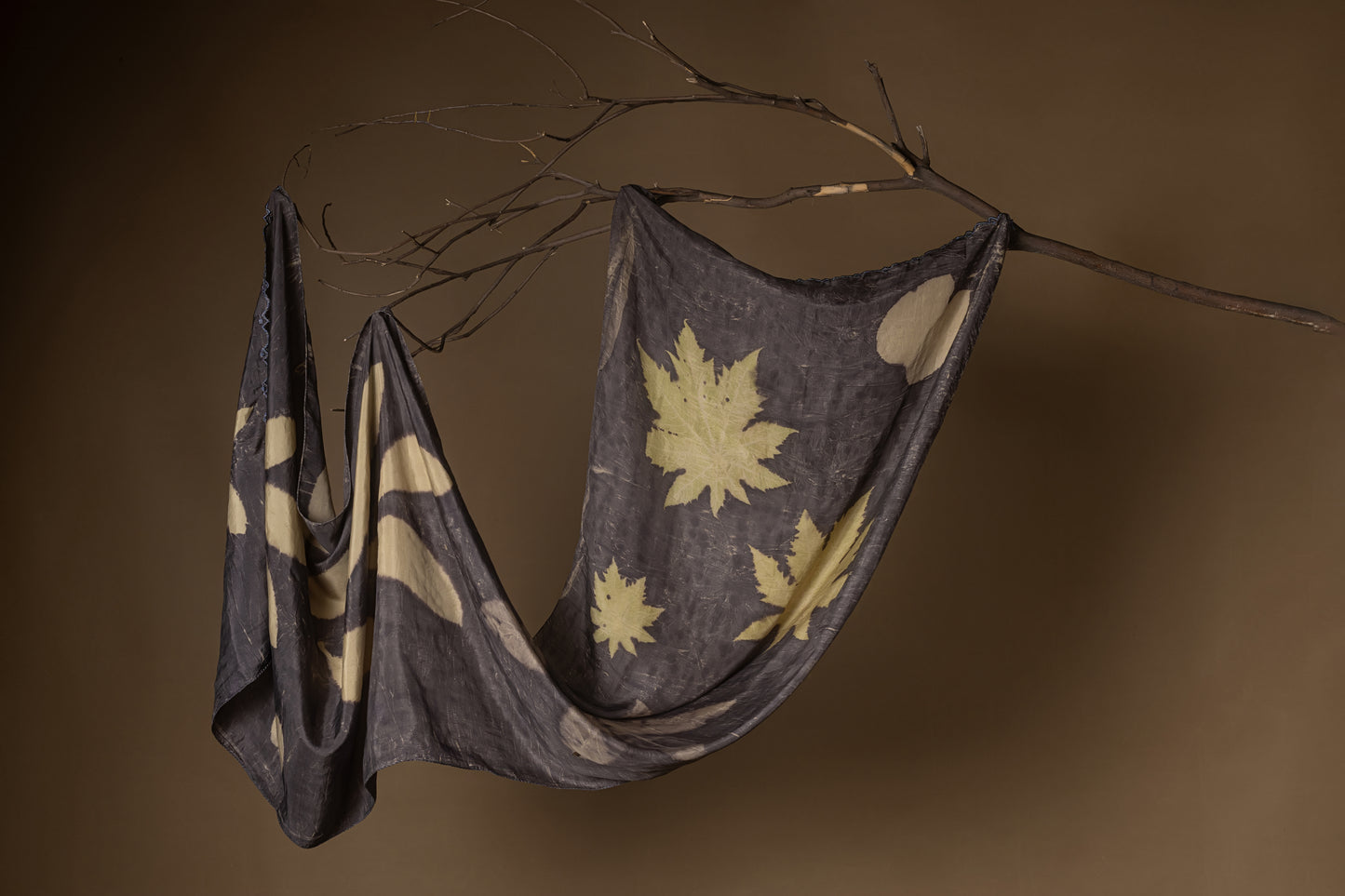 Black blossom Habutai Silk Stole / Scarf