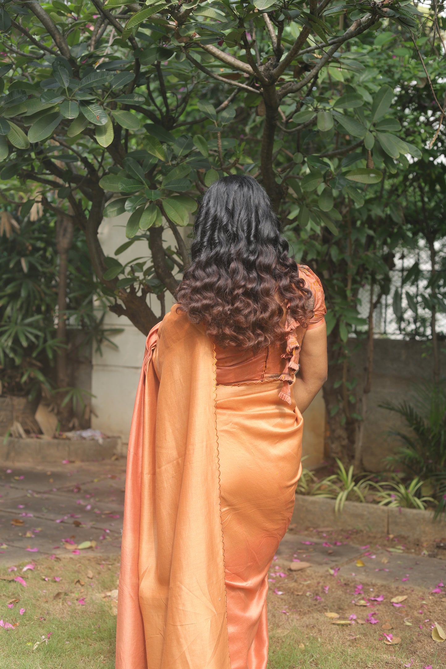 Golden Ember - Naturally Dyed Pure Handloom Chanderi Silk Saree
