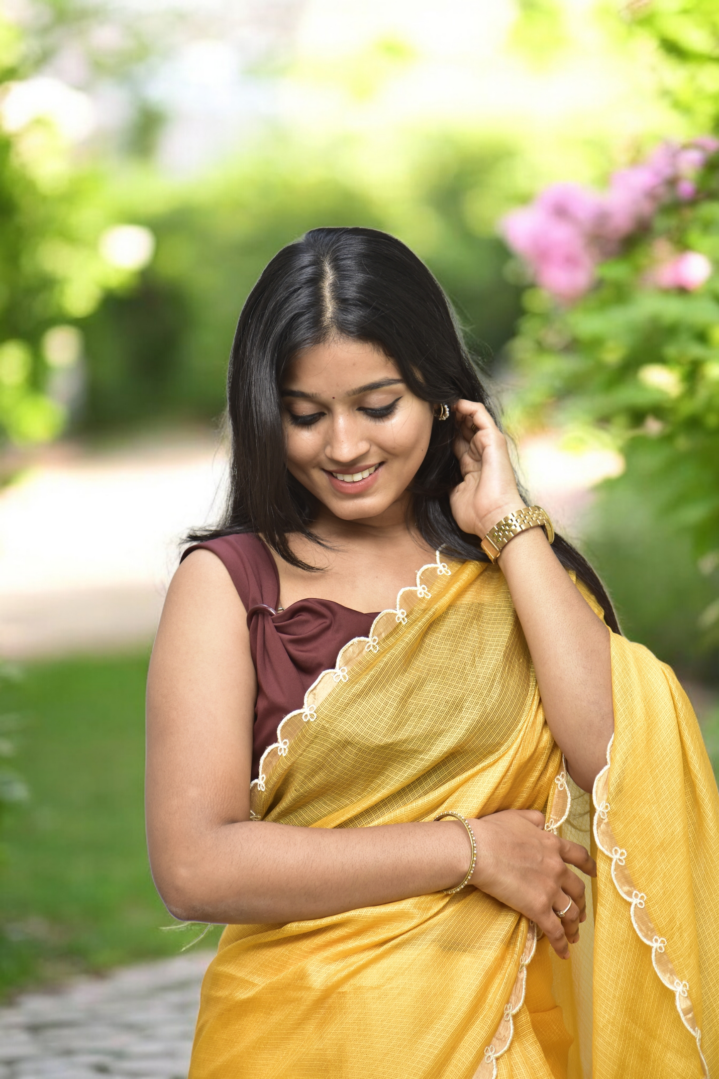 Mia - Eco-Printed Kota Silk Saree