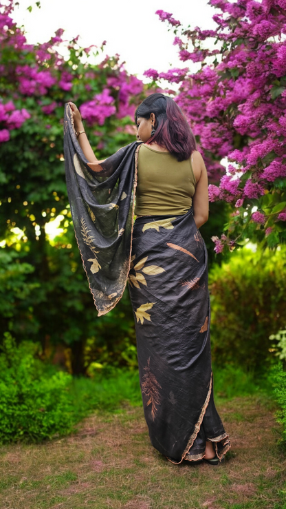 Wild bloom - Eco-printed & naturally dyed pure kota silk saree