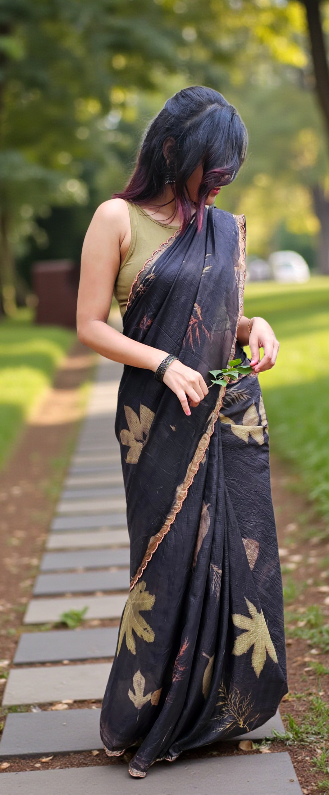 Wild bloom - Eco-printed & naturally dyed pure kota silk saree