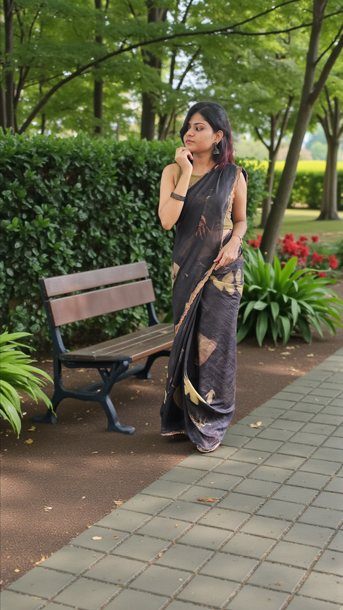 Wild bloom - Eco-printed & naturally dyed pure kota silk saree