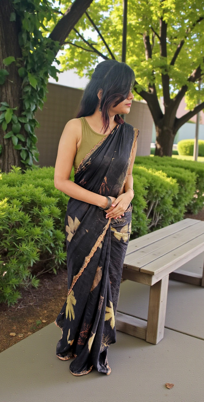 Wild bloom - Eco-printed & naturally dyed pure kota silk saree