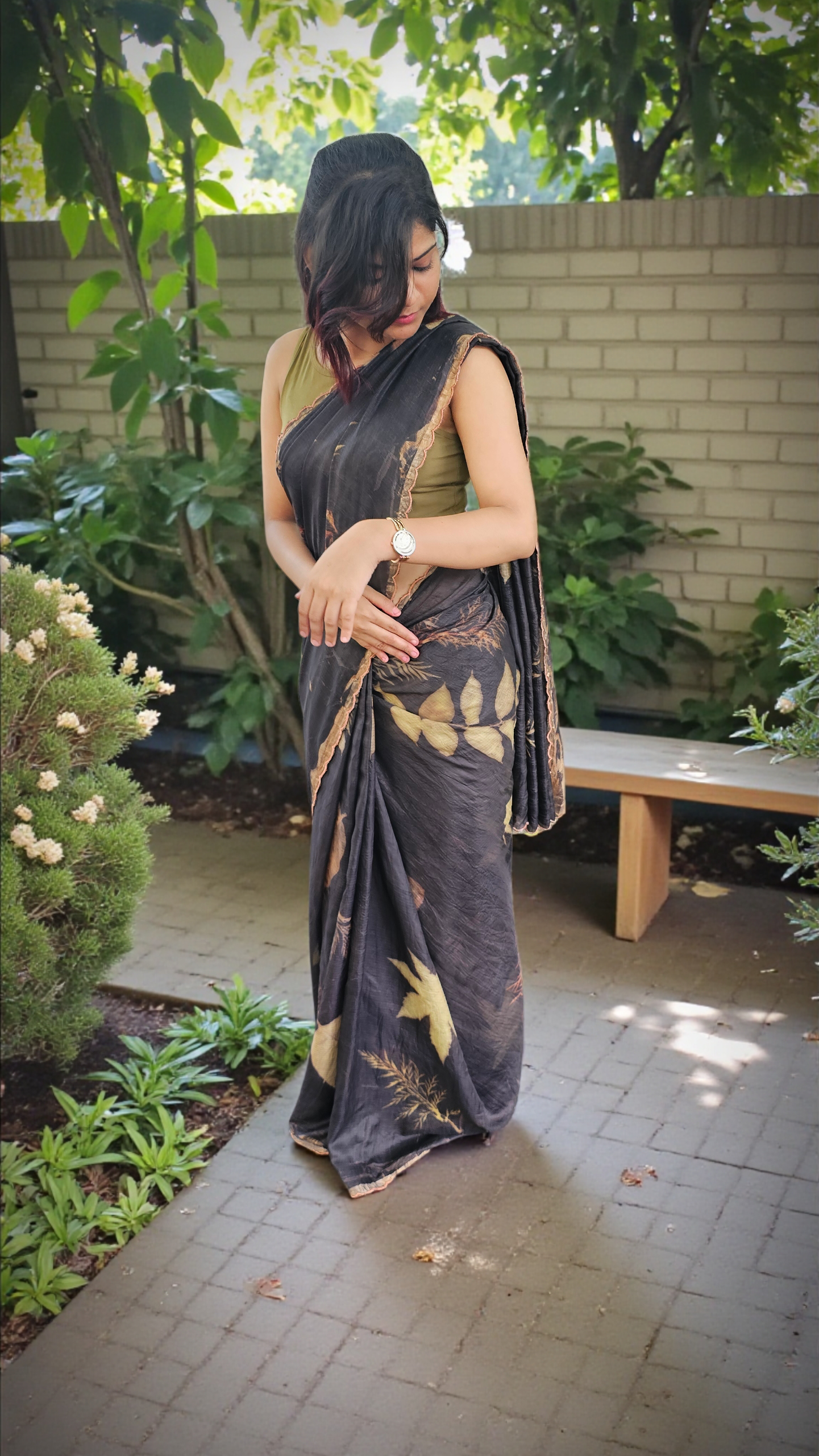 Wild bloom - Eco-printed & naturally dyed pure kota silk saree
