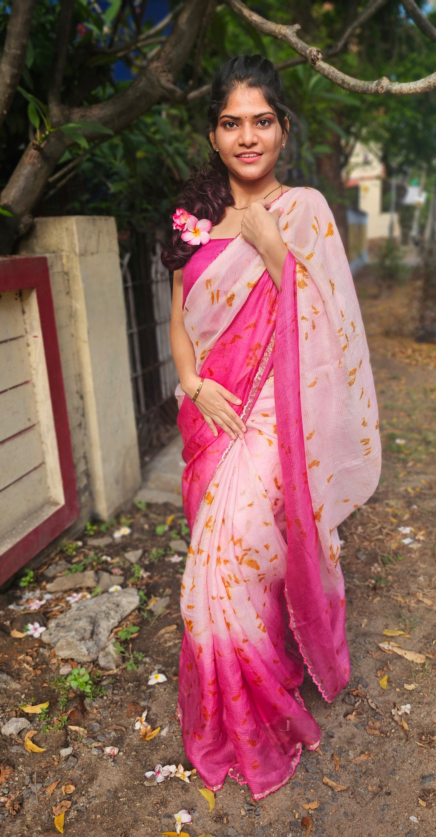 Rose Aura - Naturally Dyed Eco-Printed Pure Kota Silk Saree