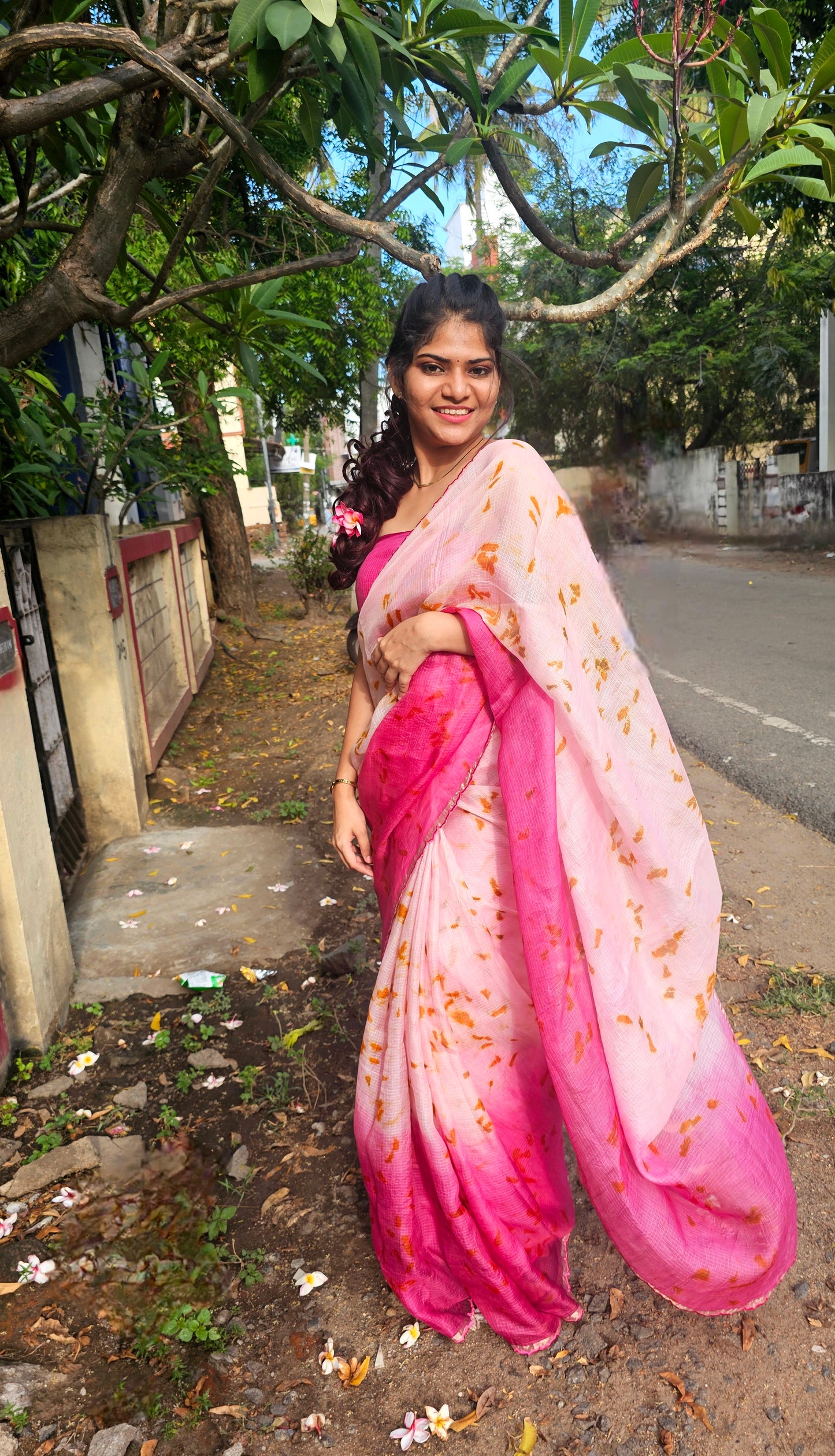 Rose Aura - Naturally Dyed Eco-Printed Pure Kota Silk Saree