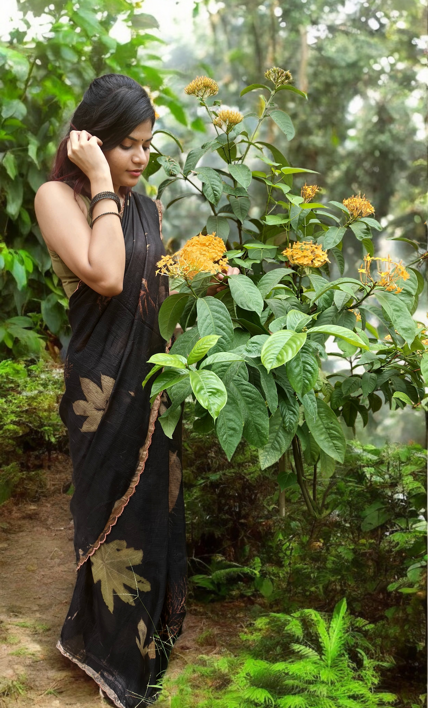Wild bloom - Eco-printed & naturally dyed pure kota silk saree