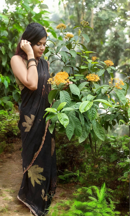 Wild bloom - Eco-printed & naturally dyed pure kota silk saree