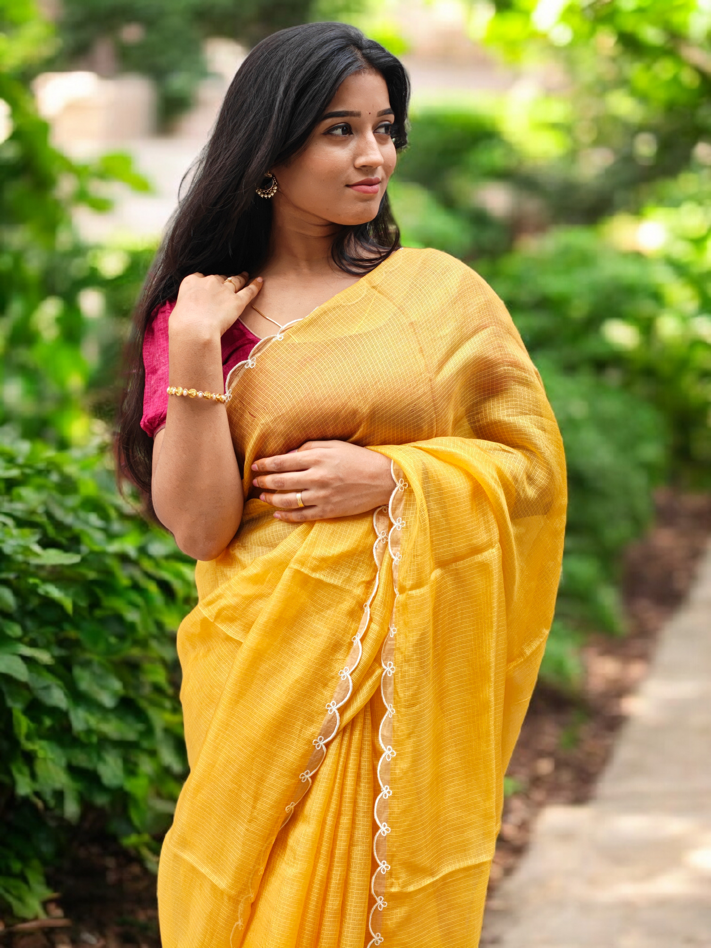 Golden Path - Eco-printed & naturally dyed pure kota silk saree