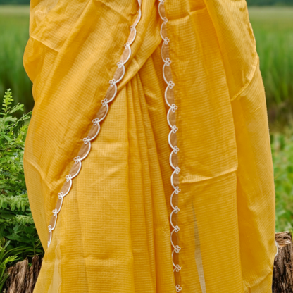 Golden Path - Eco-printed & naturally dyed pure kota silk saree