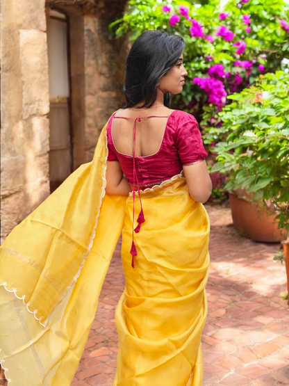Golden Path - Eco-printed & naturally dyed pure kota silk saree