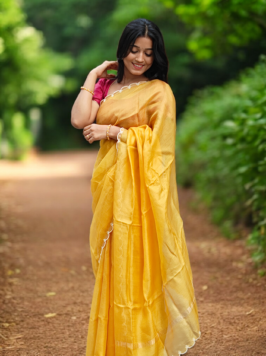 Golden Path -  Naturally dyed  kota silk saree