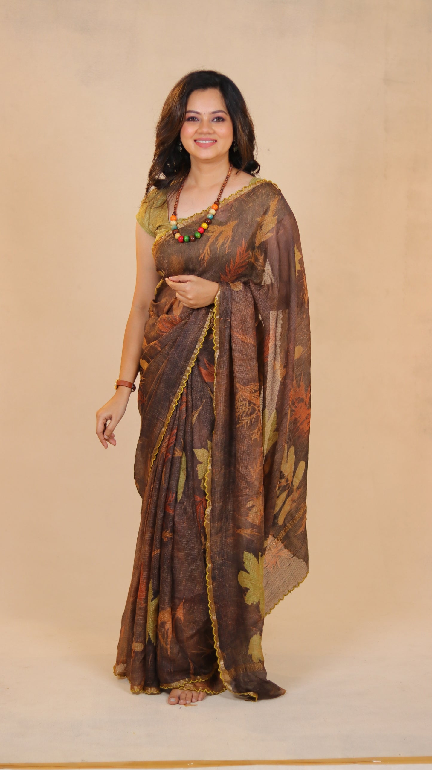 The living leaf - Eco-printed & naturally dyed pure kota silk saree
