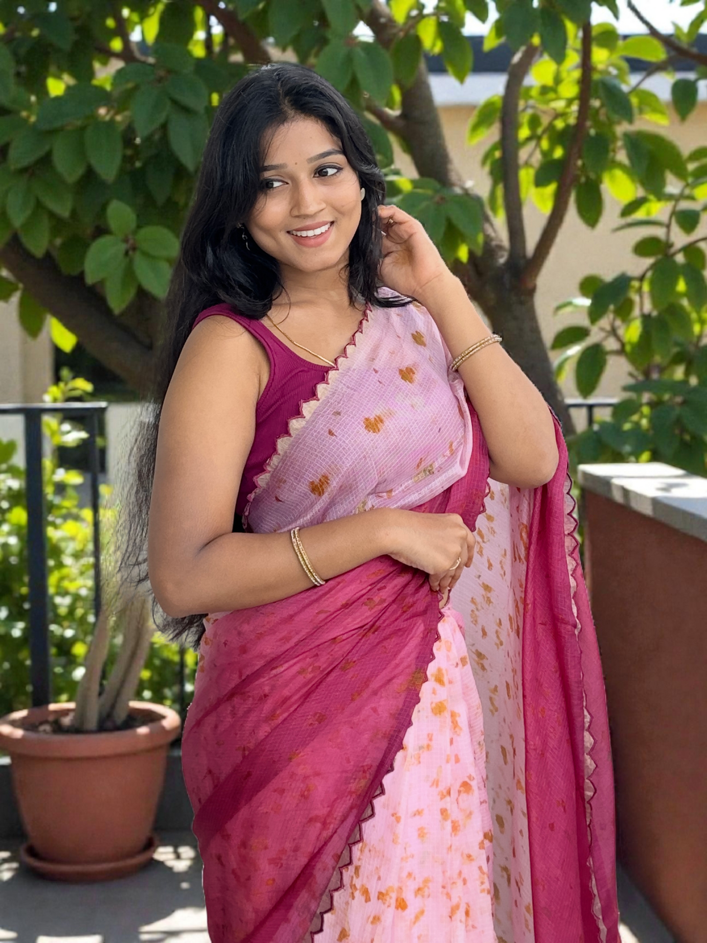 Rose after Glow - Eco-printed & naturally dyed pure kota silk saree