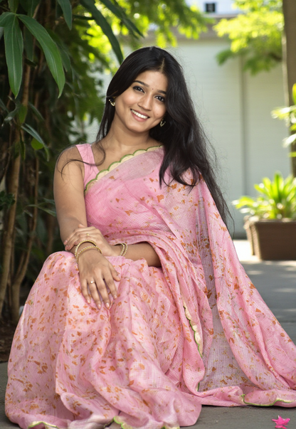 Pink Haze - Eco-printed & naturally dyed pure kota silk saree
