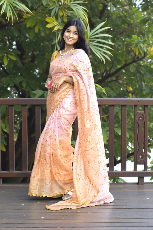 Petals In Ombre-Ecoprinted  kota silk saree