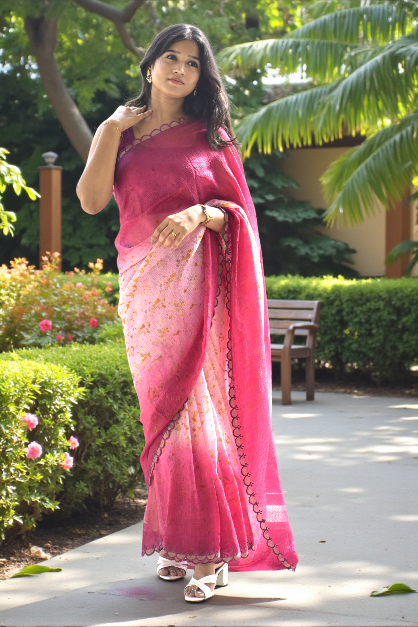 Rose Mist - Eco-printed & naturally dyed pure kota silk saree