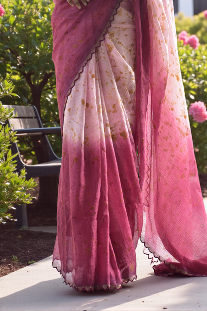 Rose after Glow - Eco-printed & naturally dyed pure kota silk saree