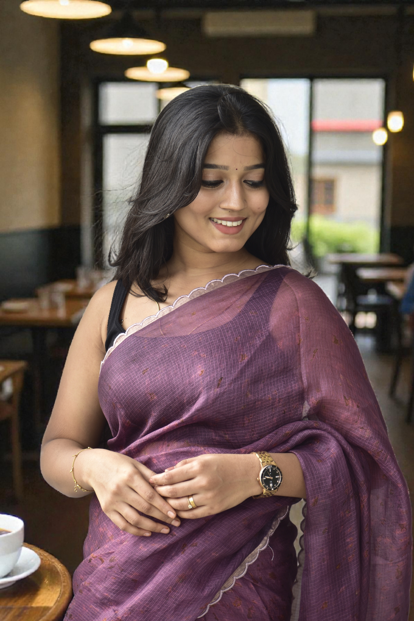 Velvet Dusk - Eco-Printed Kota Silk Saree