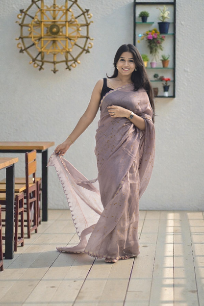 Soft Meadow - Eco-printed & naturally dyed pure kota silk saree