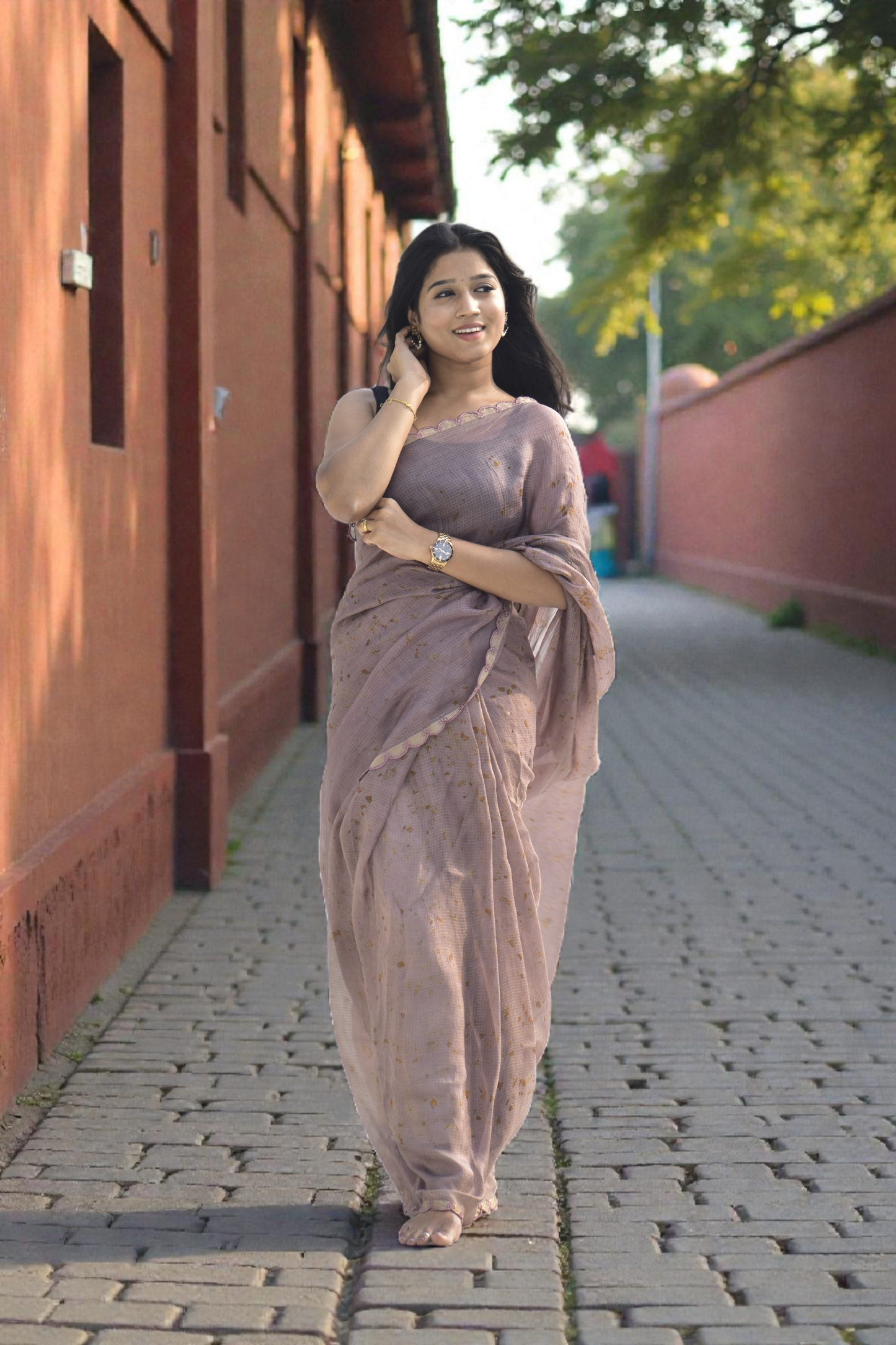Soft Meadow - Eco-printed & naturally dyed pure kota silk saree