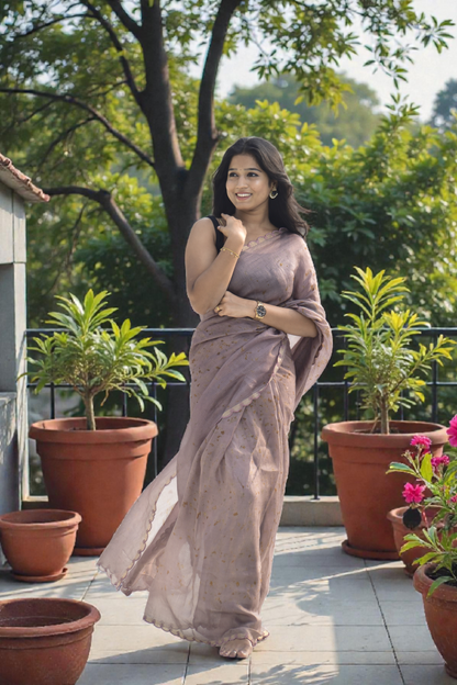 Soft Meadow - Eco-printed & naturally dyed pure kota silk saree