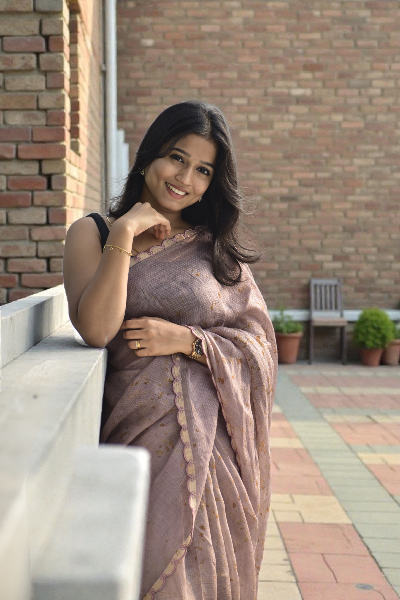 Soft Meadow - Eco-printed & naturally dyed pure kota silk saree