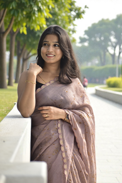 Soft Meadow - Eco-printed & naturally dyed pure kota silk saree