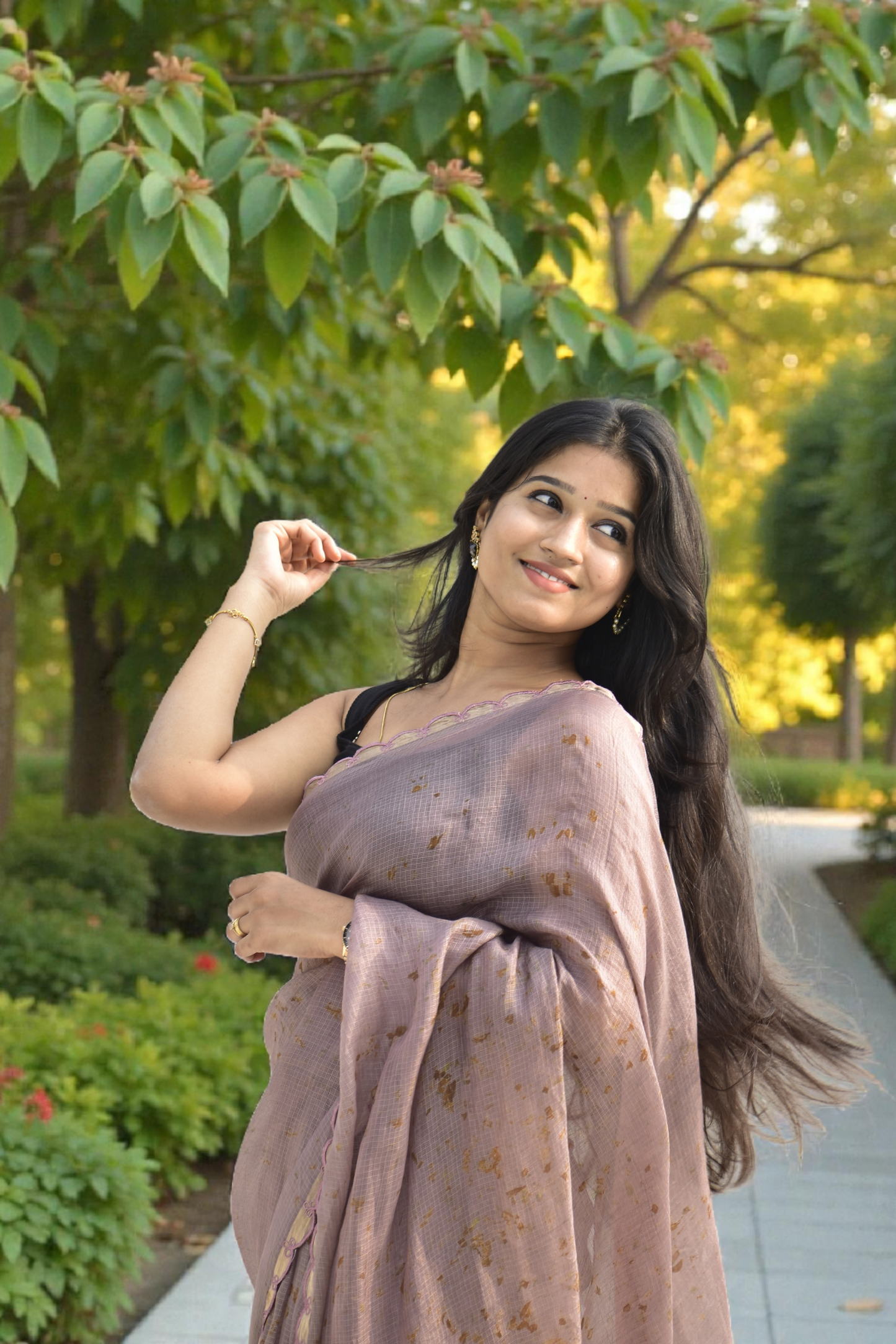 Soft Meadow - Eco-printed & naturally dyed pure kota silk saree