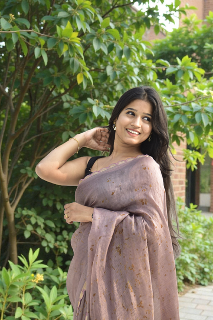 Soft Meadow - Eco-printed & naturally dyed pure kota silk saree