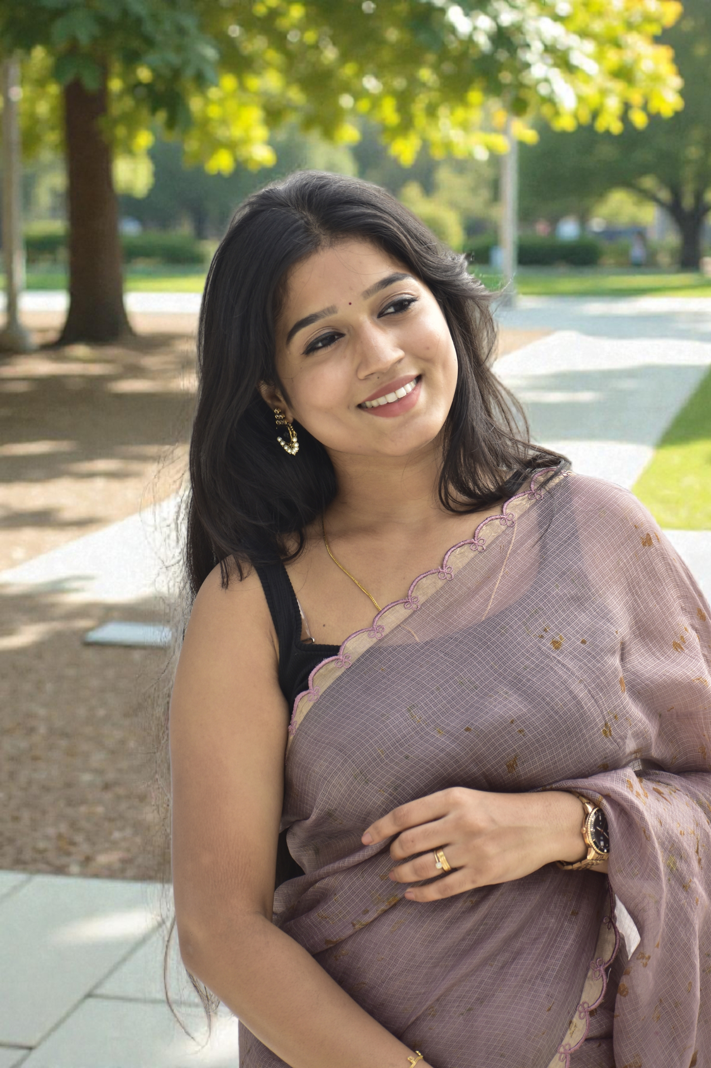 Soft Meadow - Eco-printed & naturally dyed pure kota silk saree