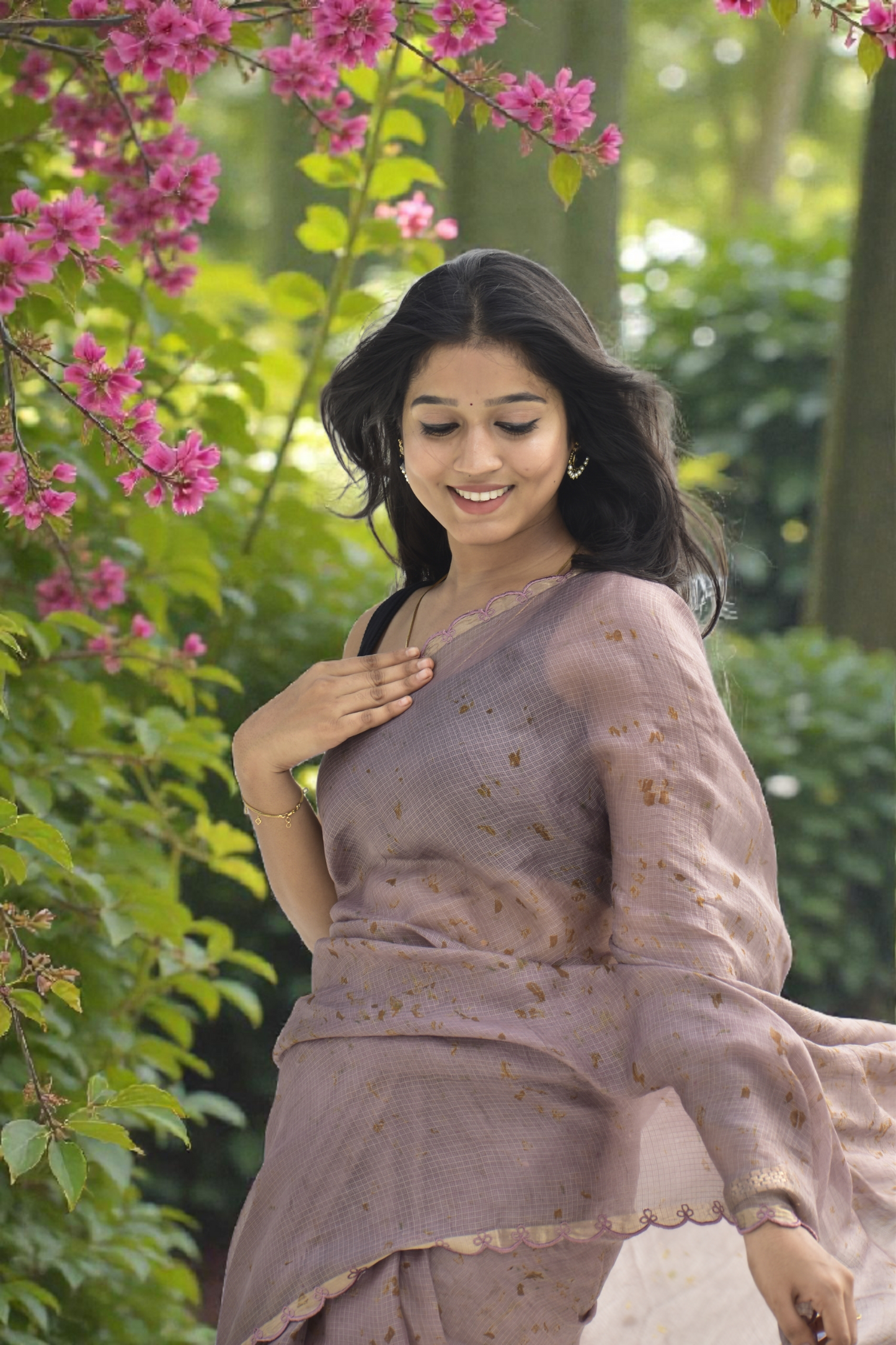 Soft Meadow - Eco-printed & naturally dyed pure kota silk saree