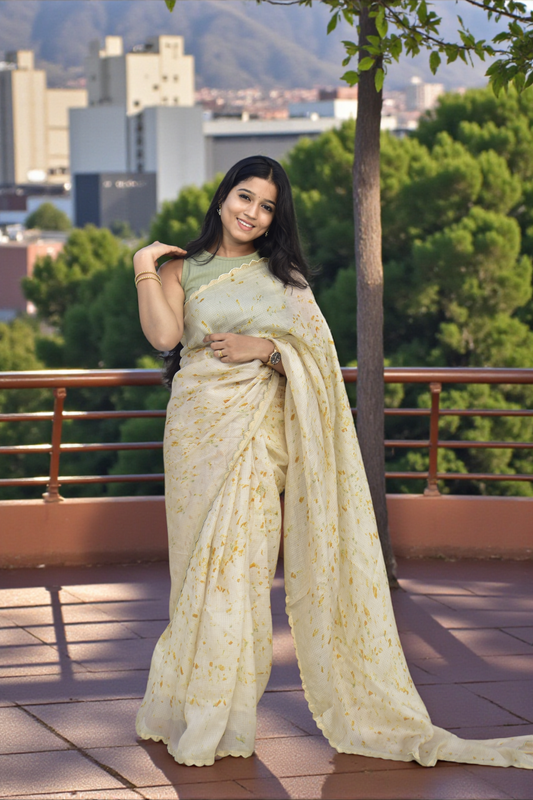 Bare Earth - Ecoprinted  kota silk saree