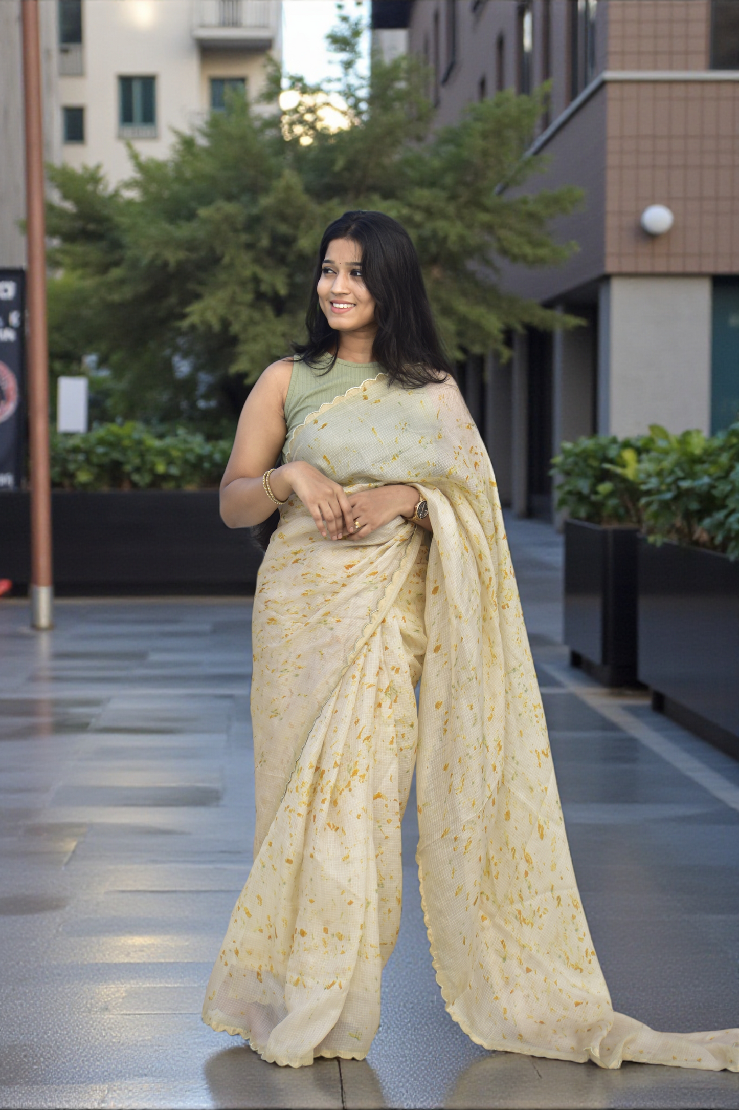 Bare Earth - Eco-printed & naturally dyed pure kota silk saree