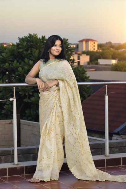 Bare Earth - Eco-printed & naturally dyed pure kota silk saree