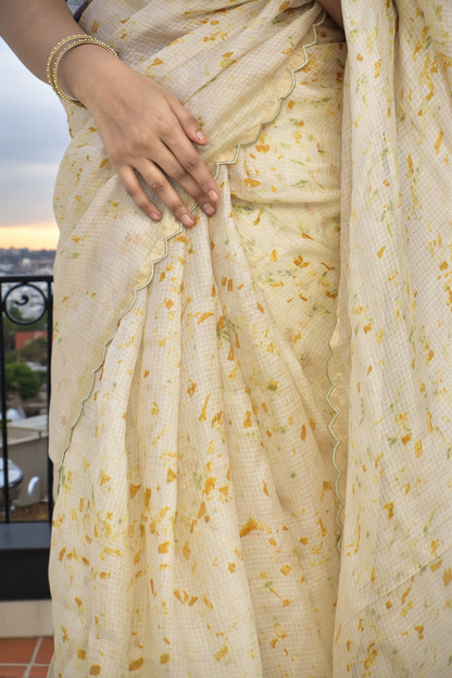 Bare Earth - Eco-printed & naturally dyed pure kota silk saree