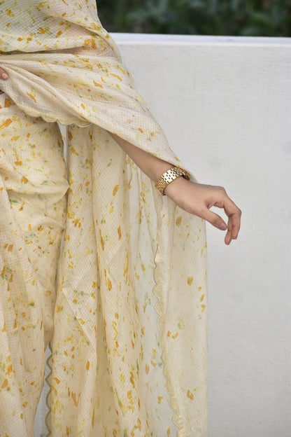 Bare Earth - Eco-printed & naturally dyed pure kota silk saree