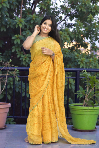 SUNVEIL A Golden Veil - Eco-printed & naturally dyed pure kota silk saree
