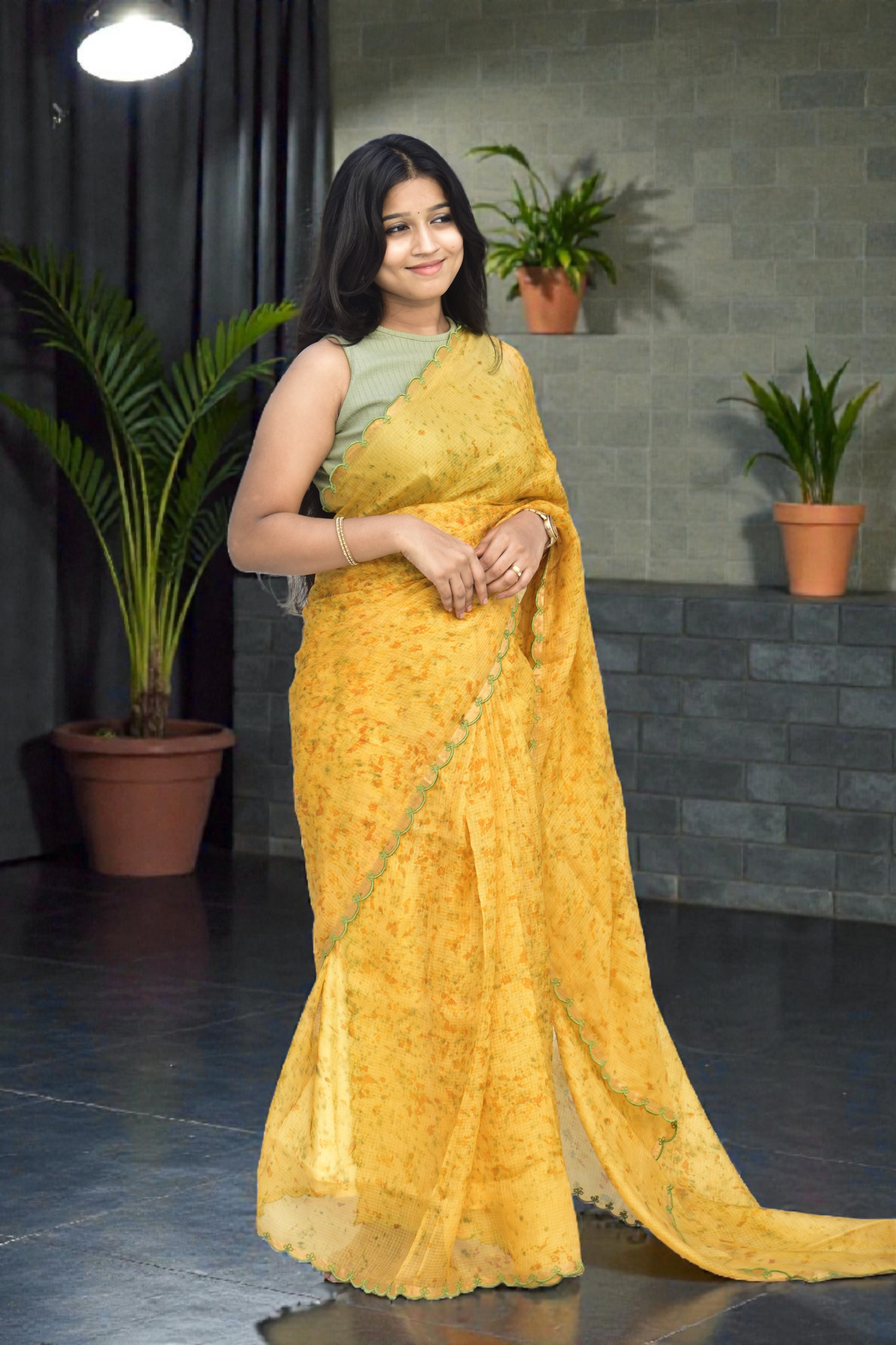 SUNVEIL A Golden Veil - Eco-printed & naturally dyed pure kota silk saree