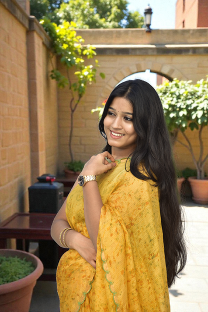 SUNVEIL A Golden Veil - Eco-printed & naturally dyed pure kota silk saree