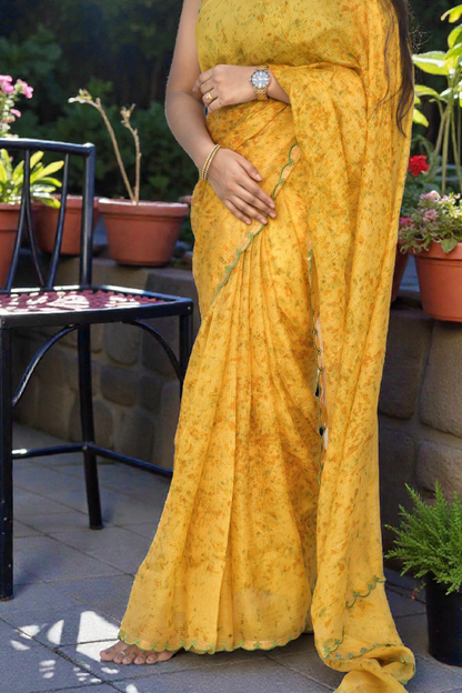 SUNVEIL A Golden Veil - Eco-printed & naturally dyed pure kota silk saree