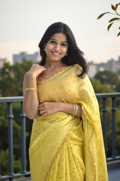 Ilavenil - Eco-printed & naturally dyed pure kota silk saree