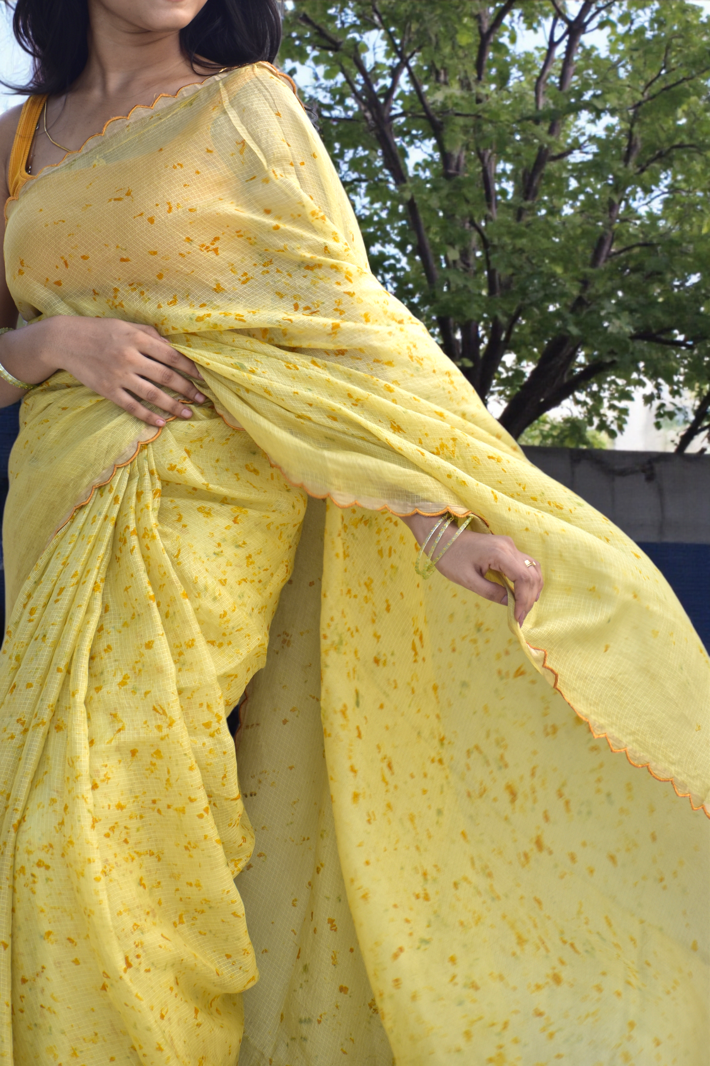 Ilavenil - Eco-printed & naturally dyed pure kota silk saree