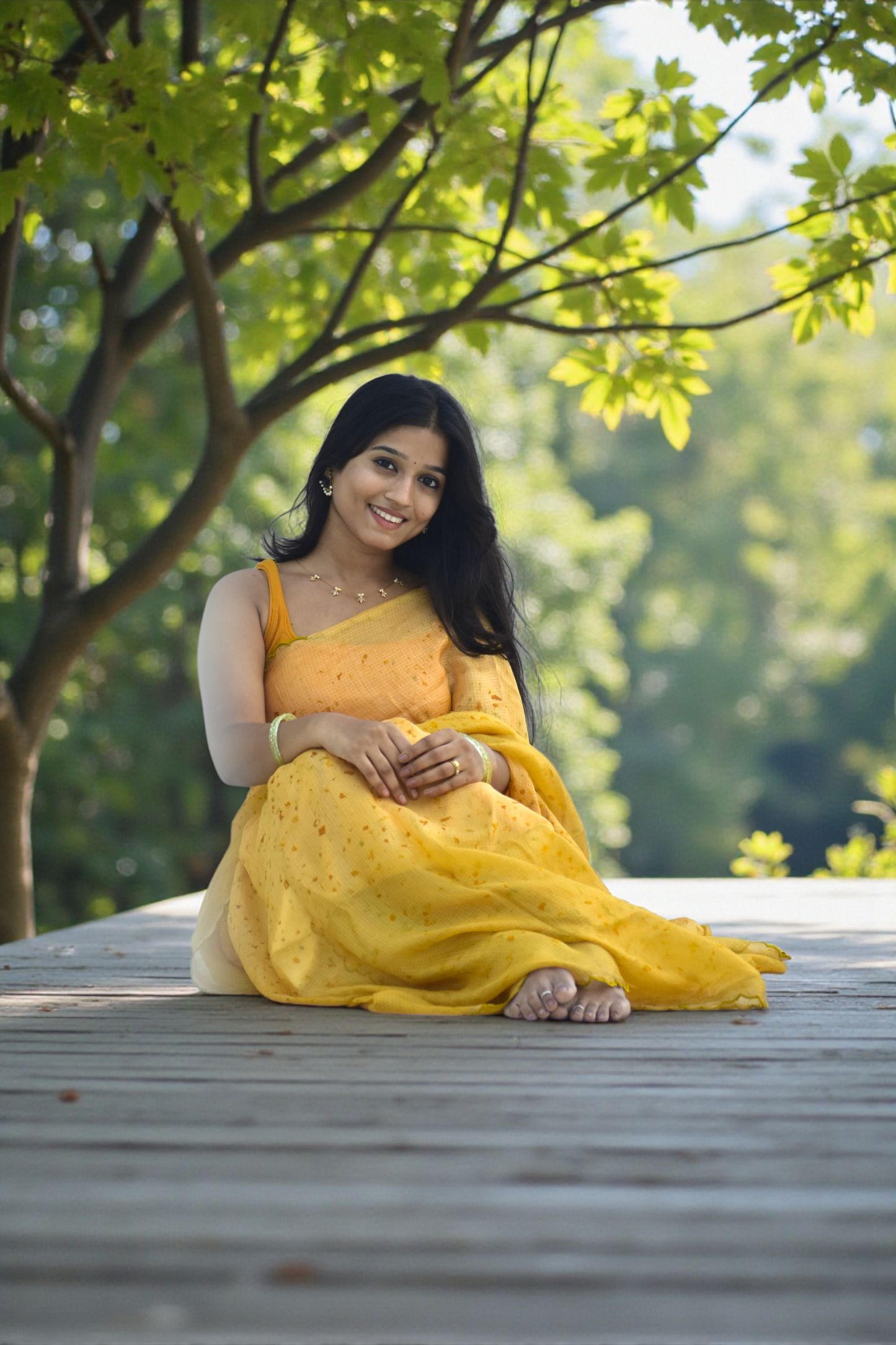 Bloom Light - Eco-printed & naturally dyed pure kota silk saree