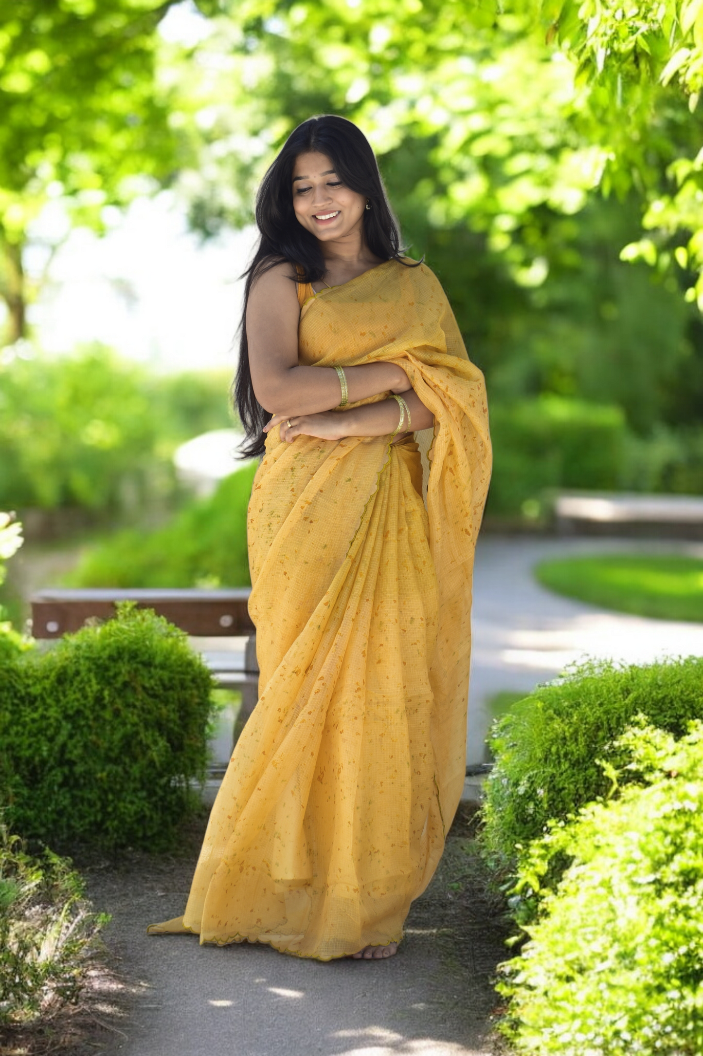 Bloom Light - Eco-printed & naturally dyed pure kota silk saree