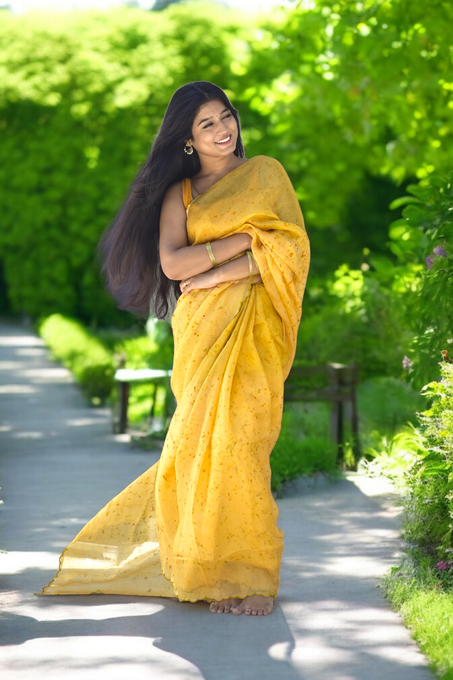 Bloom Light - Eco-printed & naturally dyed pure kota silk saree