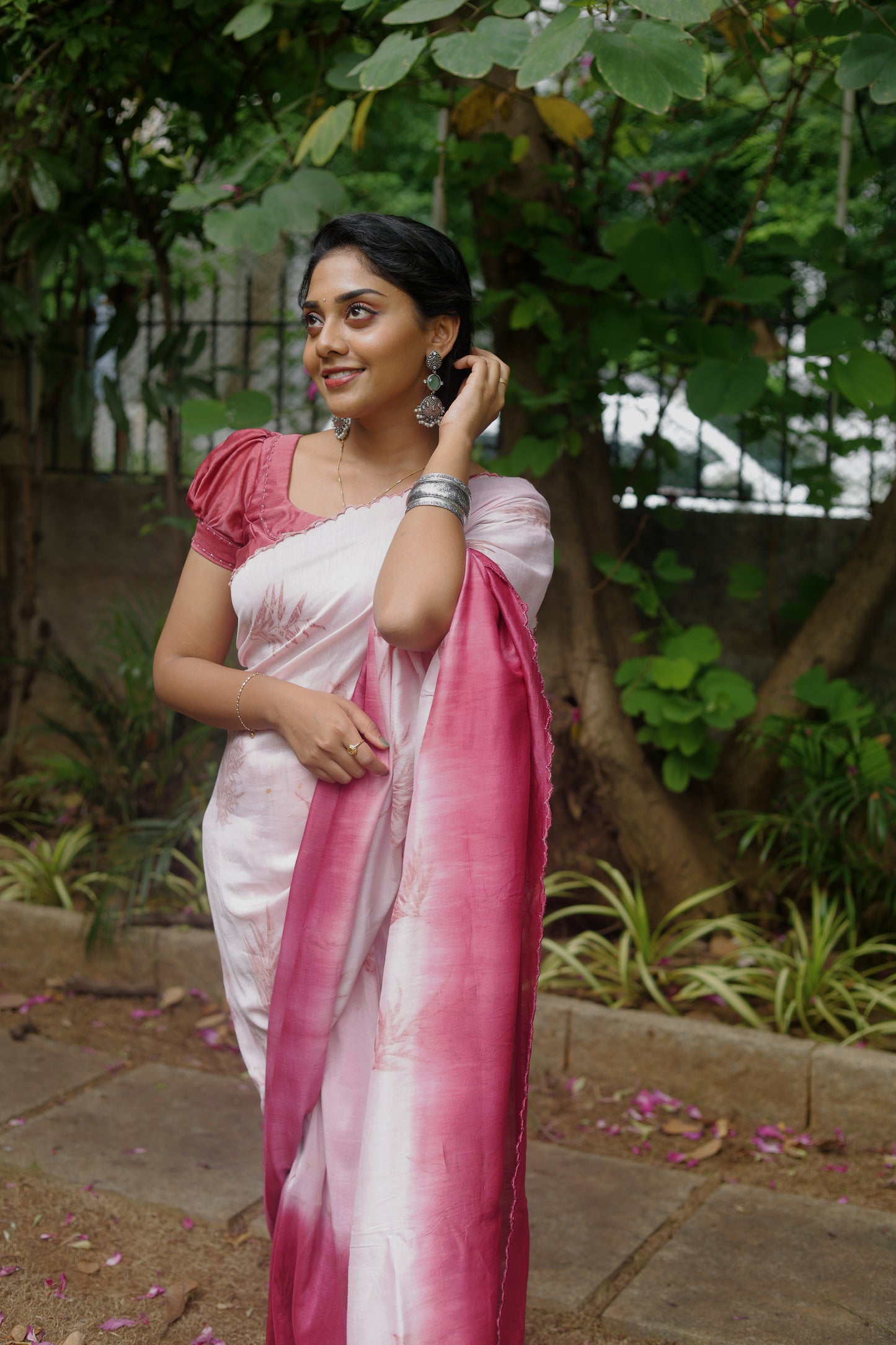 Pink Mirage — Naturally Dyed & Eco-Printed pure Handwoven Chanderi Silk Saree.